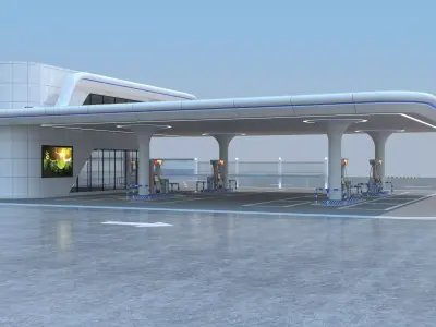 Gas station 3D model 8