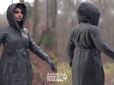 Woman - Winter Outfit 6 - Modular - Rigged Low-poly 3D model