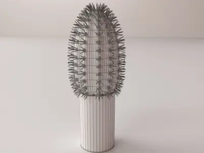 Cactus with spikes in pot 3D model