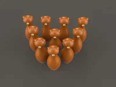 Cartoon Bear Bowling And Ball Bowling Low-poly 3D model