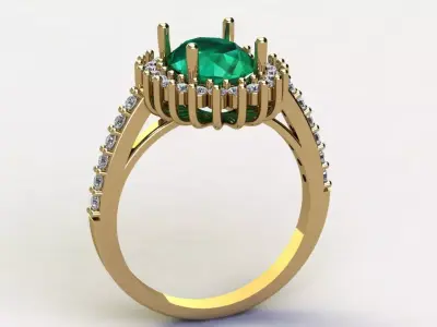 Oval Cluster Ring with Diamond  3D print model