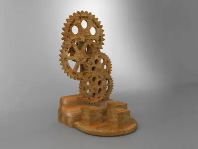 Gear Watch wood Free 3D model