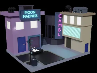 lowpoly buildings for game  Low-poly 3D model