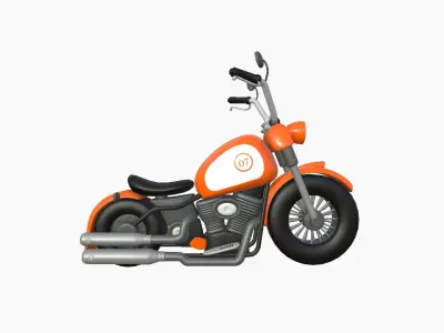 Motorcycle Cartoon A06 Orange Racing - Custom Vehicle Design Low-poly 3D model