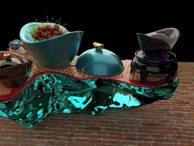  Chinese gold Ingot and cheery   3D model