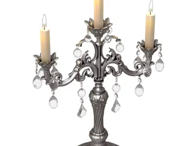 Silver classic tabletop candelabra Candle Holder candlestick  3D model