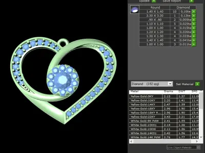 light weight yellow gold  diamond pendent -DOC-P8220 3D print model