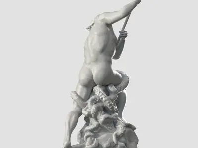 Neptune statue of man holding spear 3D model