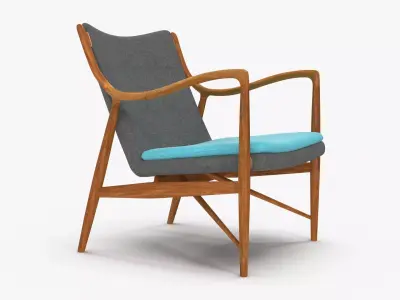 Finn Juhl Nv 45 Chair Fabric Grey  Low-poly 3D model