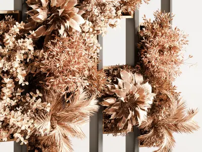 Wooden planks and vertical garden 11 3D model