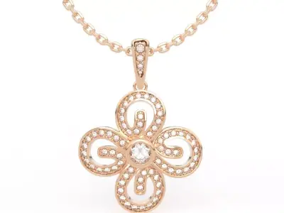 Clover Necklace Pendant 3D print model