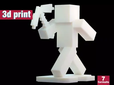 Minecraft-Inspired Stylized Miner 3D print model