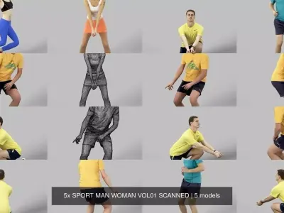 5x SPORT MAN WOMAN VOL01 SCANNED 3D Model Pack