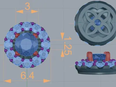 Earrings two diamond stud 3D print model