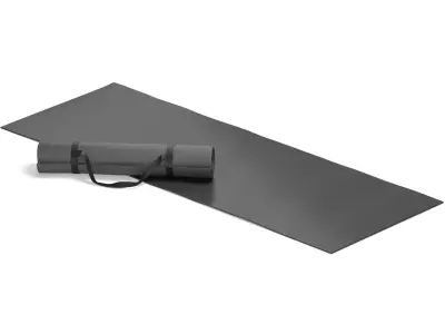 Black Unfolded and Rolled Yoga Mat Set - for fitness and pilates 3D model