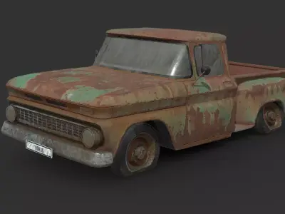 Abandoned Car - Chevrolet C10 Pickup Low-poly 3D model