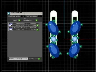 oval stone earrings 965 3D print model