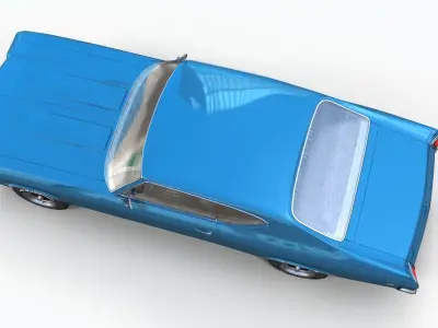 70s american coupe Low-poly 3D model