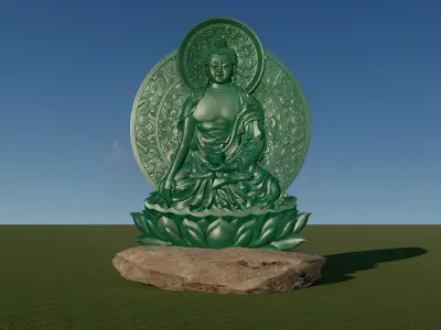 Buddhad chinese statue Low-poly 3D model