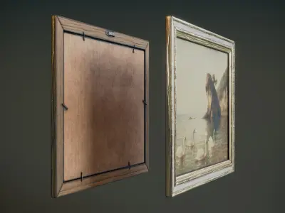 Large Vintage Frame and Painting Low-poly 3D model