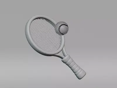 Tennis Racket with Ball Low-poly 3D model
