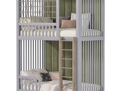 Designer two-level bed Kids room 02 3D model