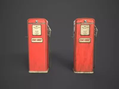 Gas Pump Retro Low-poly 3D model