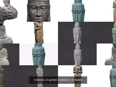 Collection of garden sculptures