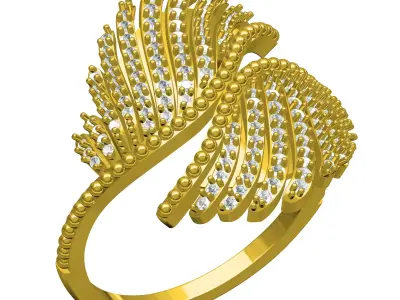 Angels Wings Diamond Engagement Ring 3D print model