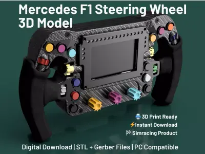 Mercedes-AMG F1 Steering Wheel 3D Model STL W14 SimRacing Wheel  3D print model