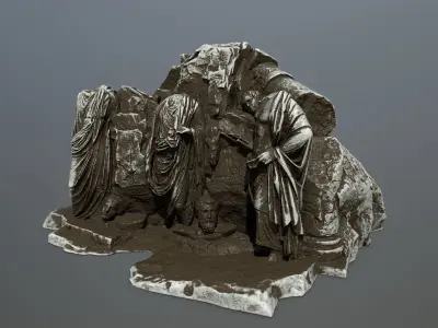 statue  mountain  Low-poly 3D model