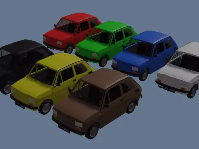 Low Poly Interactive Fiat 126p Low-poly 3D model