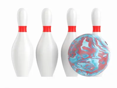 Bowling ball and pin set 3D model