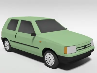 Low Poly Cartoon Fiat Uno 1983 Car Low-poly 3D model