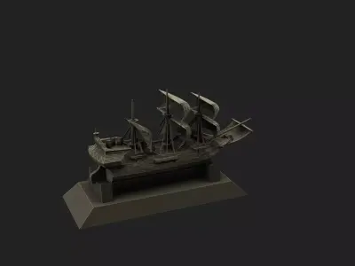 Sailboat in Wine Bottle  Low-poly 3D model