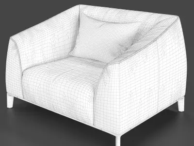 Singleton  Red and Gray Armchair 3D model