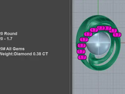 8mm pearl and diamond earrings 3D print model