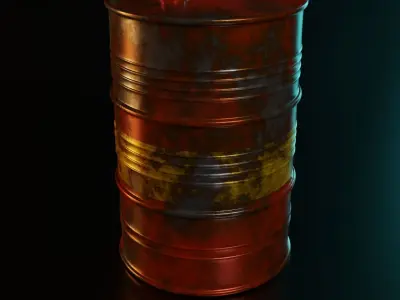 Rusted Oil Fuel Barrel Low-poly 3D model