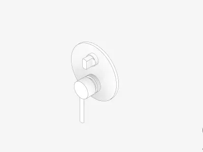 Wall Mixer Tap - Luxury - Sleek Oval - Diverter Low-poly 3D model