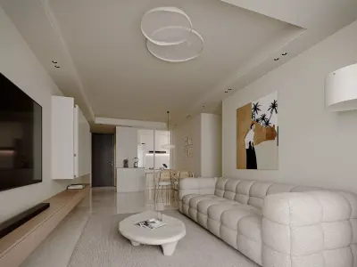 Modern living room dining room interior scenes 132 3D model