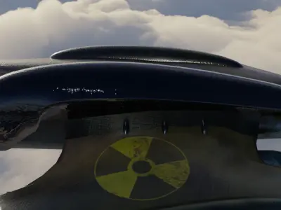 Spaceship 3D model Low poly futuristic flying in sky Low-poly 3D model