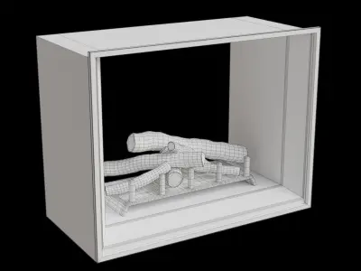 Fire Place With Wood Logs Low-poly 3D model