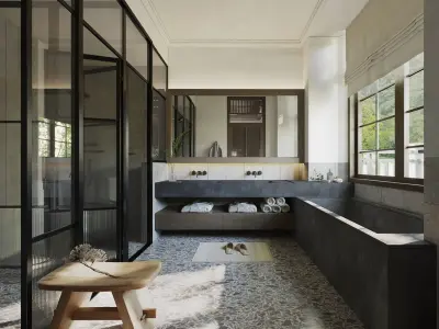 bedroom and bathroom 3D model
