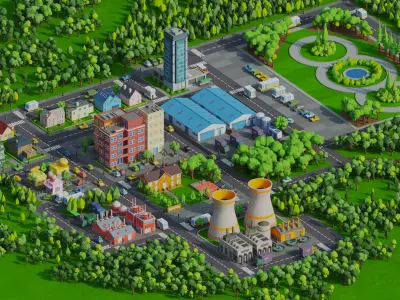 Low Poly City Low-poly 3D model