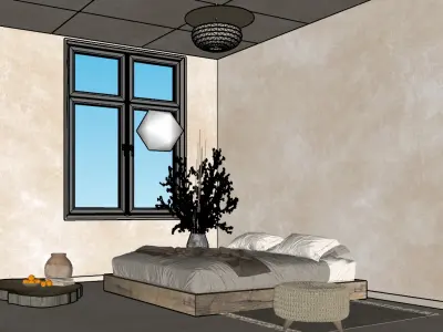 Wabi Sabi Bedroom 1 Low-poly 3D model