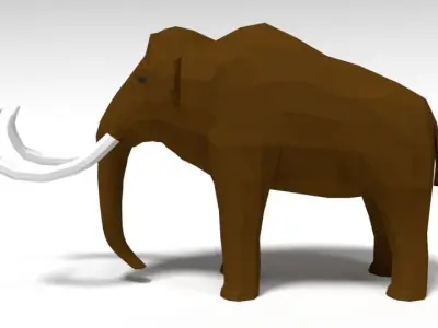 Low Poly Cartoon Mammoth Low-poly 3D model