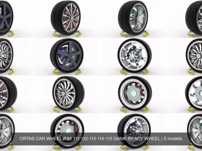 ORTAS CAR WHEEL RIM 111-112-113-114-115 GAME READY WHEEL 3D Model Pack