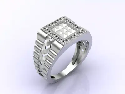 Print Ready STL 3DM  Gents Rings Diamond Men Ring  3D print model 34