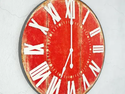 Large Red Vintage Style Clock 3D model
