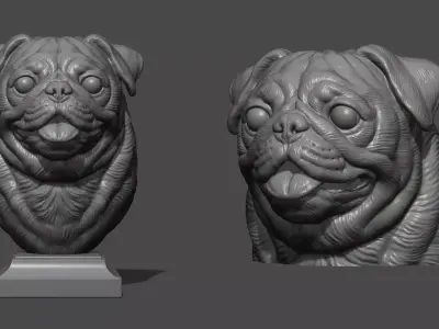 Pug bust version 1 3D print model